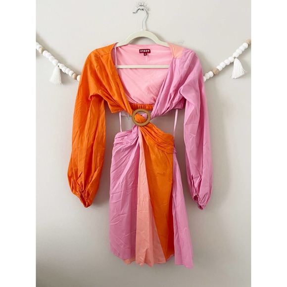 STAUD Orange and Pink Mini Dress - Picture 9 of 12